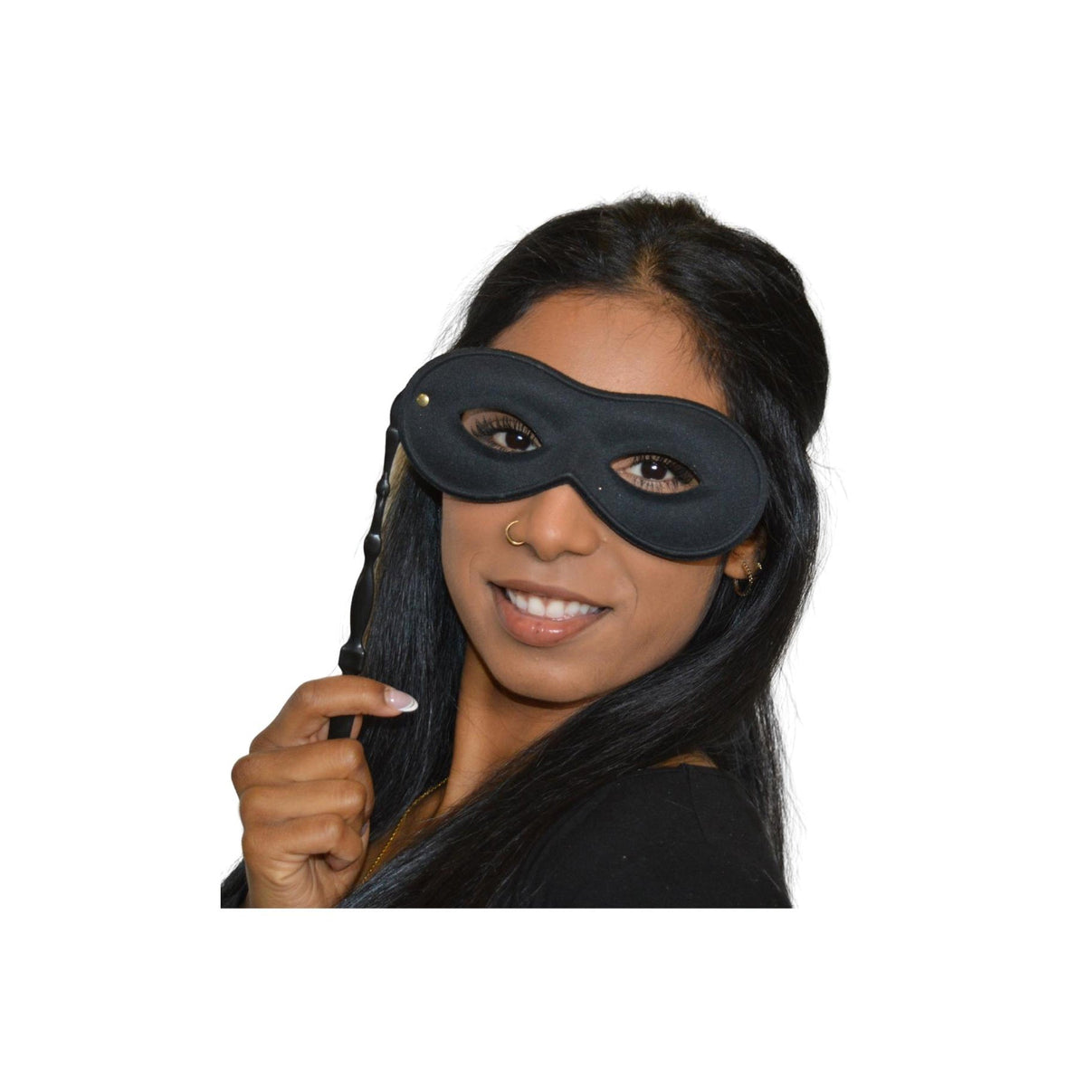 HMS NOUVEAUTE LTEE Costume Accessories Black Venetian Mask “Lorinette” with Stick, 1 Count 057543231453