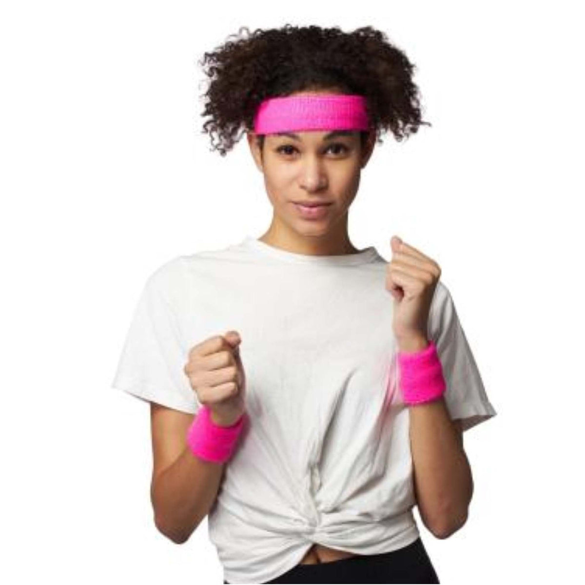 HMS NOUVEAUTE LTEE Costume Accessories Pink 80s Headband and Wristlets