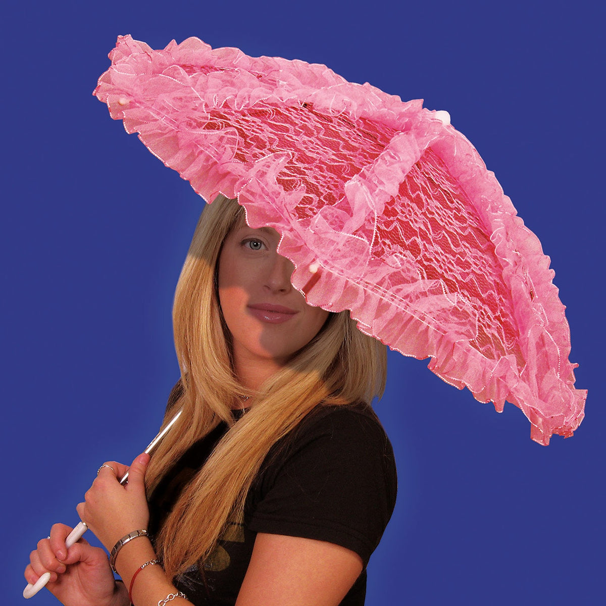 HMS NOUVEAUTE LTEE Wedding Pink Lace Parasol, 24 Inches, 1 Count