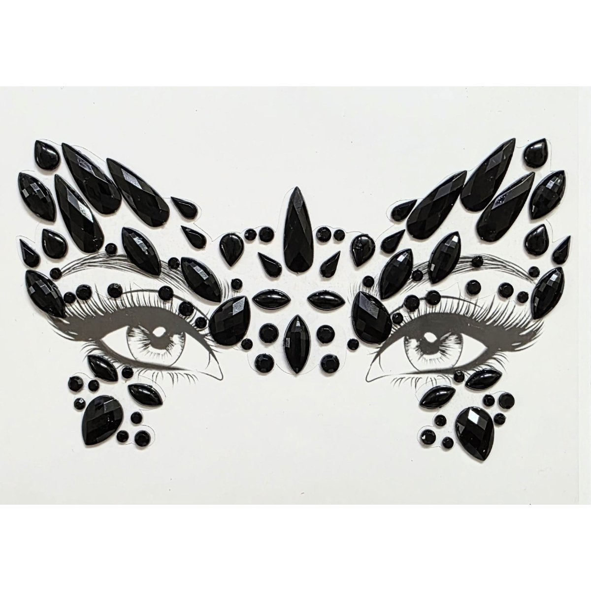 HONGFAN Costume Accessories Black Angel Face Art Crystal Stickers 810077657249