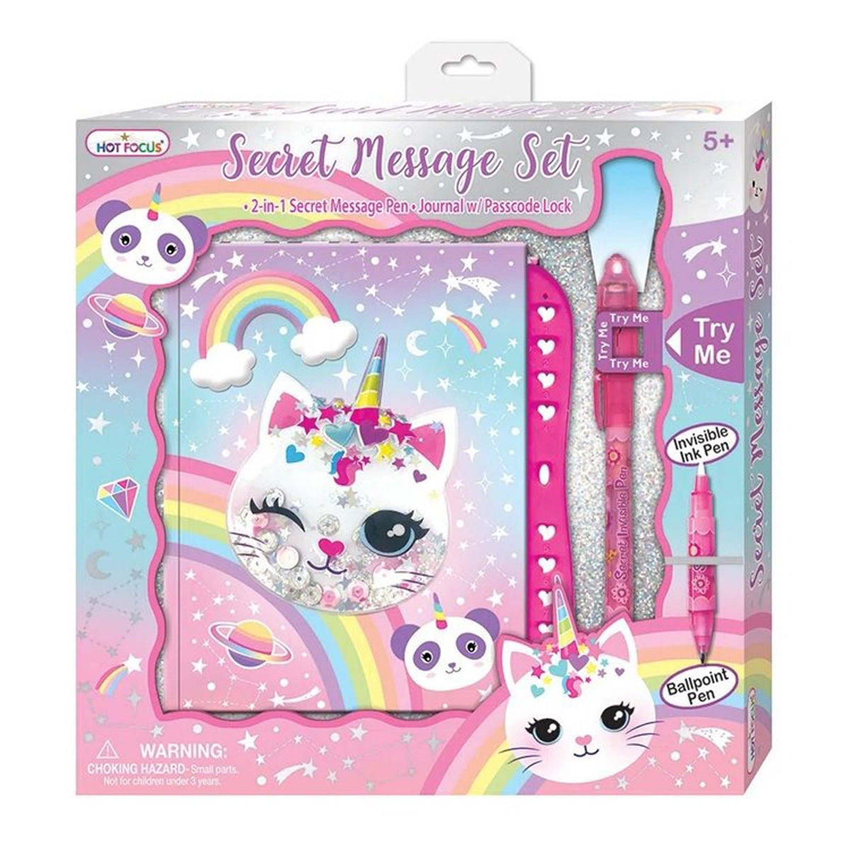 Hot Focus Toys & Games Cat Unicorn Secret Message Journal with Pen, 1 Count