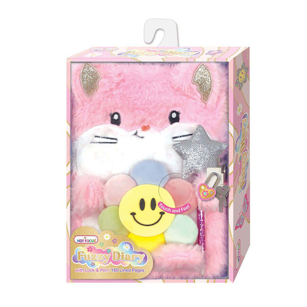 Hot Focus Toys & Games Groovy Flower Plush Diary with Lock and Keys, 1 Count 842817038674