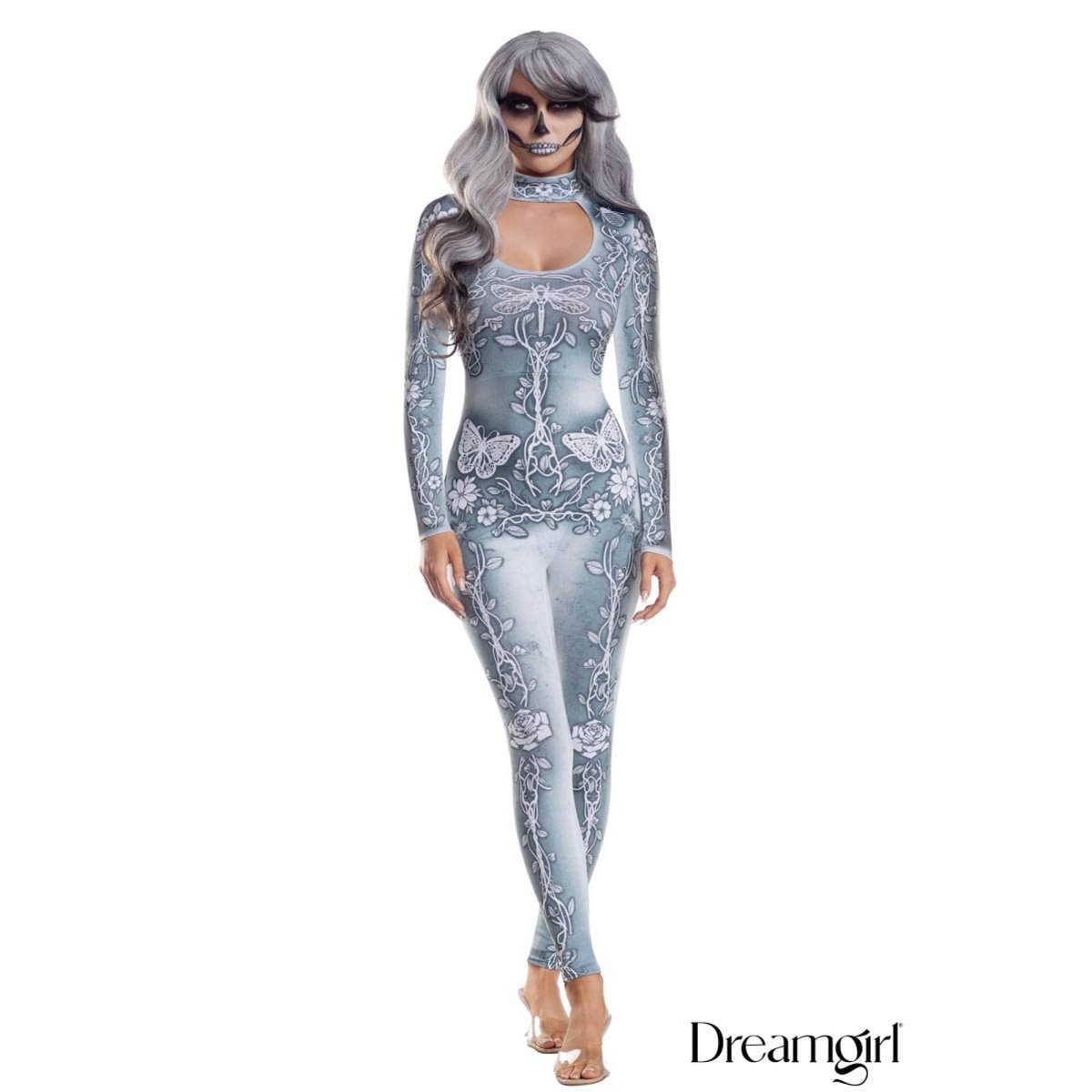 IMPORTATIONS JOLARSPECK INC Costumes Beautiful Bones Costume for Adults, Silver Jumpsuit