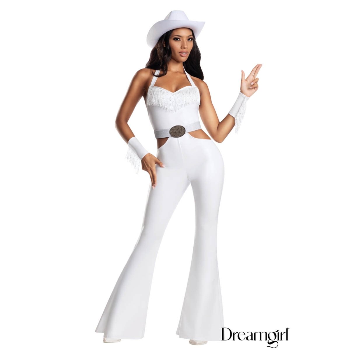 IMPORTATIONS JOLARSPECK INC Costumes Buckle Bunny Cowgirl Costume for Adults, White Jumpsuit