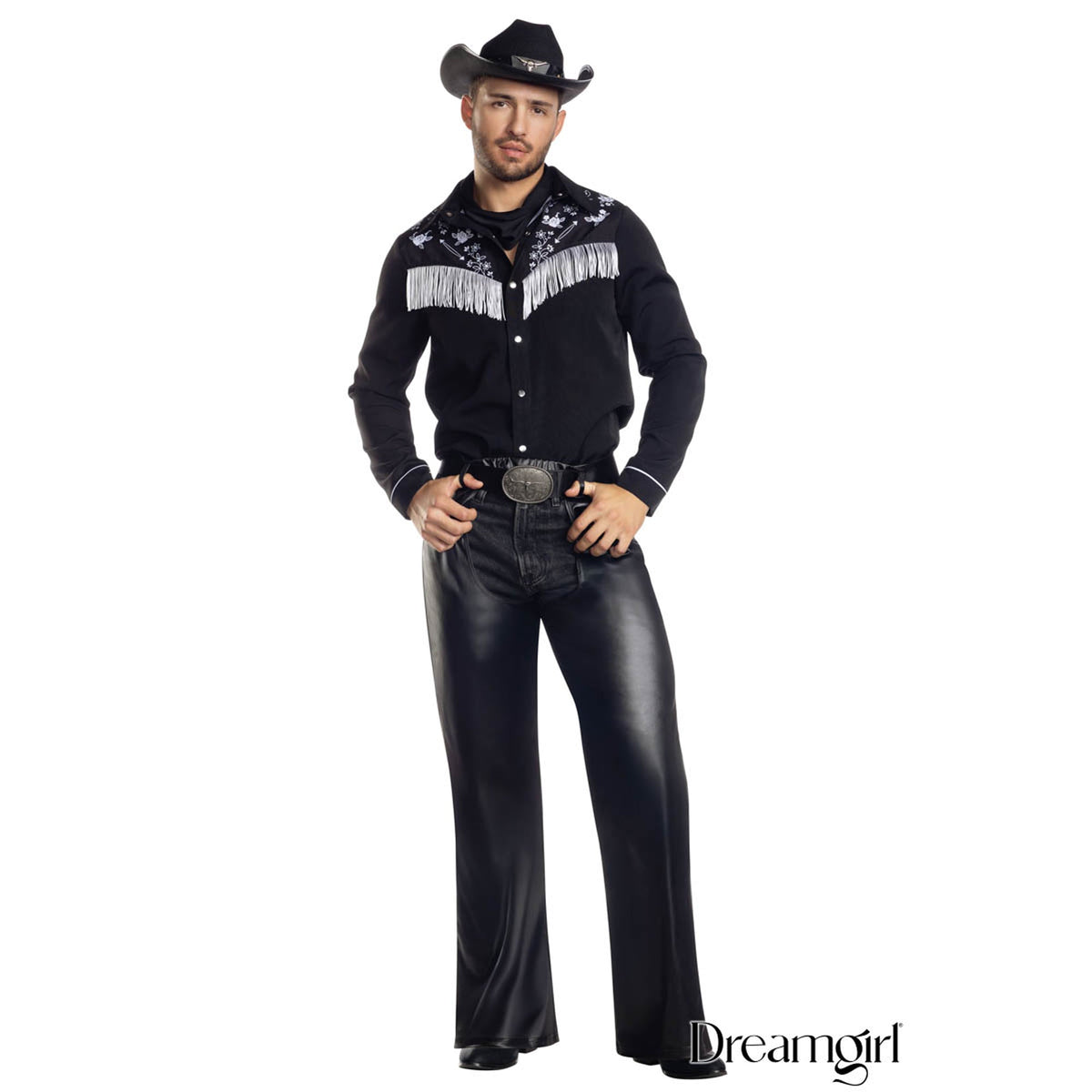 IMPORTATIONS JOLARSPECK INC Costumes Cowboy Jim Costume for Adults, Black Shirt with Fringe
