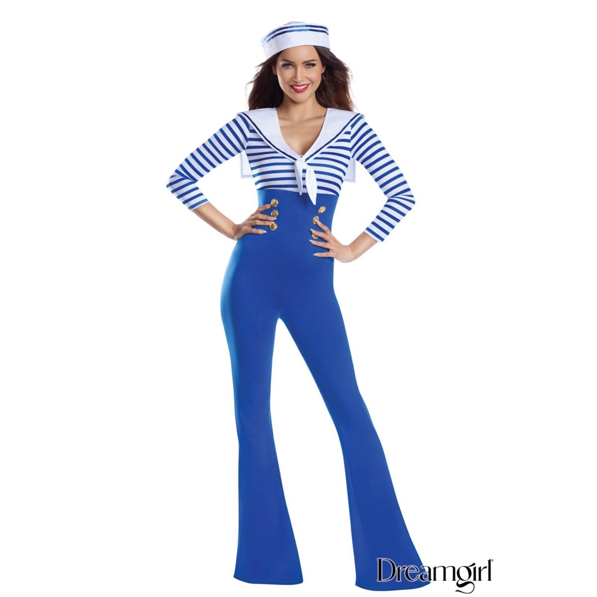 IMPORTATIONS JOLARSPECK INC Costumes Sailorette Costume for Adults, Blue and White Jumpsuit