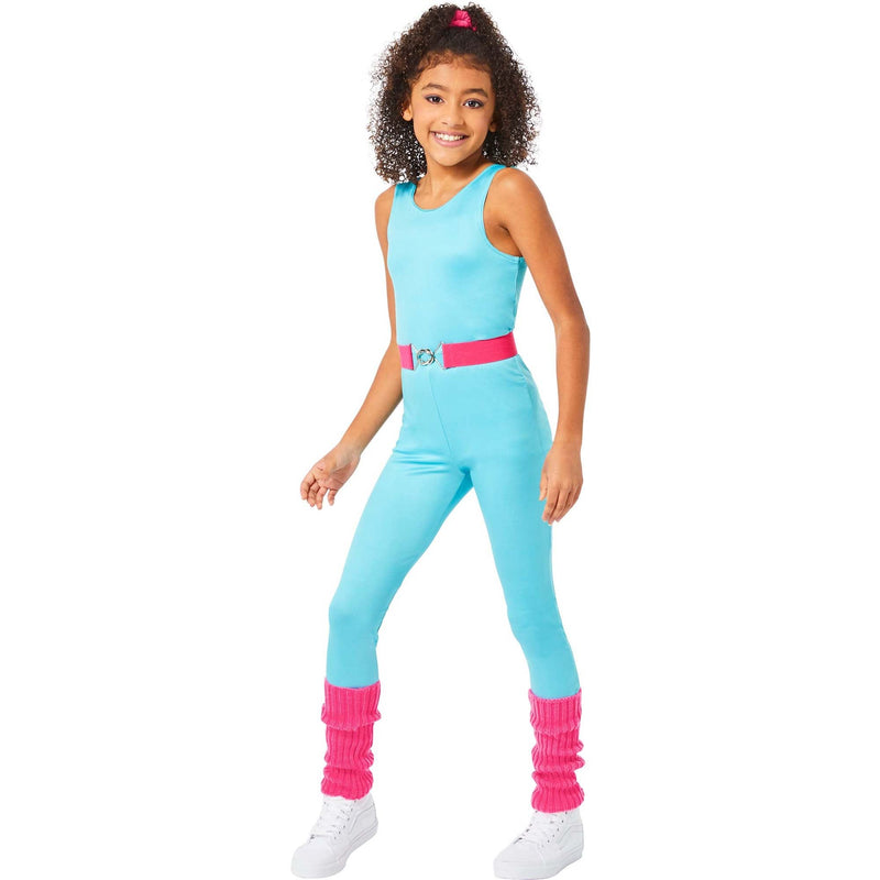 Barbie Aerobic Costume for Kids, Blue Jumpsuit | Party Expert
