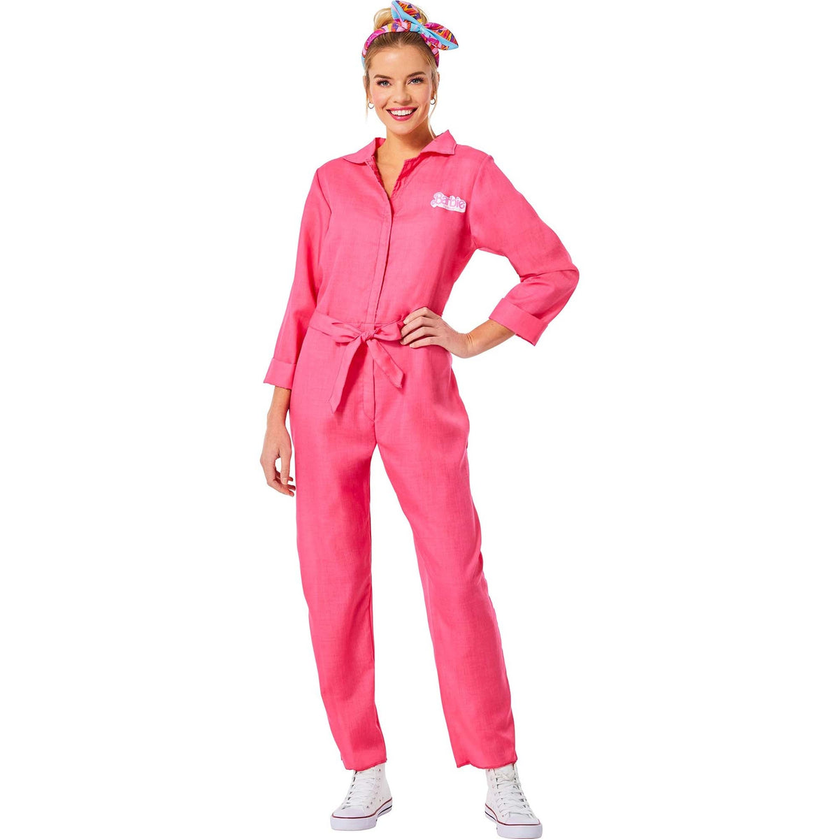 IN SPIRIT DESIGNS Costumes Barbie Pink Utility Jumpsuit Costume for Adults, Pink Jumpsuit and Headband