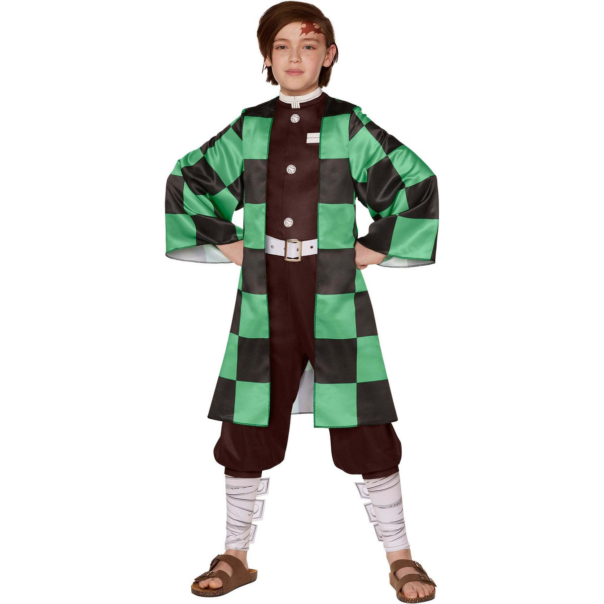 IN SPIRIT DESIGNS Costumes Demon Slayer Tanjiro Costume for Kids, Jumpsuit and Belt