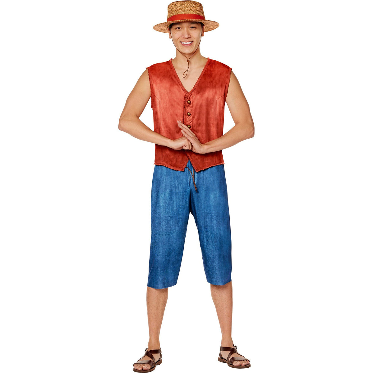 IN SPIRIT DESIGNS Costumes Luffy Costume for Adults, One Piece, Red Vest and Blue Shorts