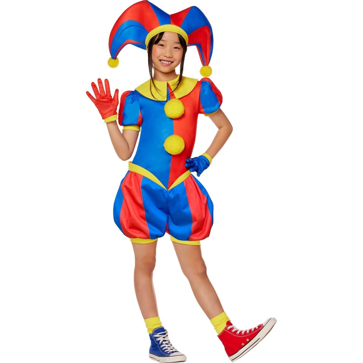 IN SPIRIT DESIGNS Costumes Pomni Costume for Kids, Amazing Digital Circus, Romper, Hat and Gloves