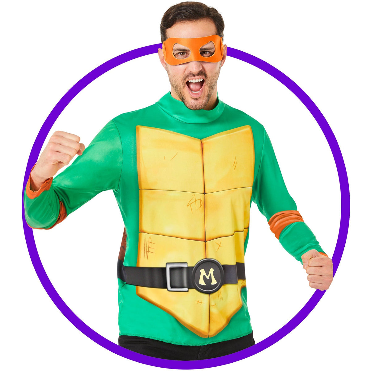 IN SPIRIT DESIGNS Costumes Teenage Mutant Ninja Turtles Mikey Wear Kit for Adults, Shirt and Mask 840263411928