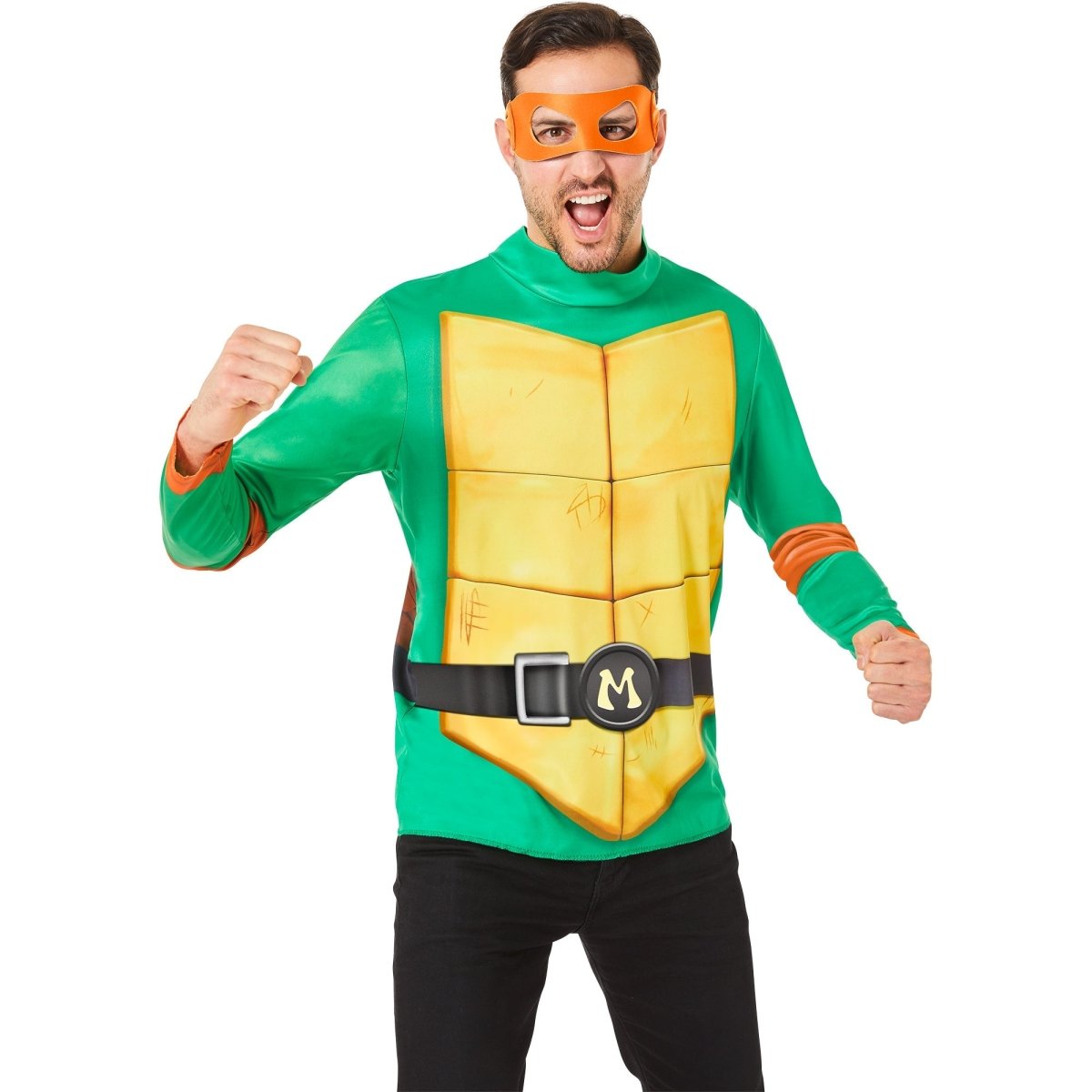 IN SPIRIT DESIGNS Costumes Teenage Mutant Ninja Turtles Mikey Wear Kit for Adults, Shirt and Mask 840263411928