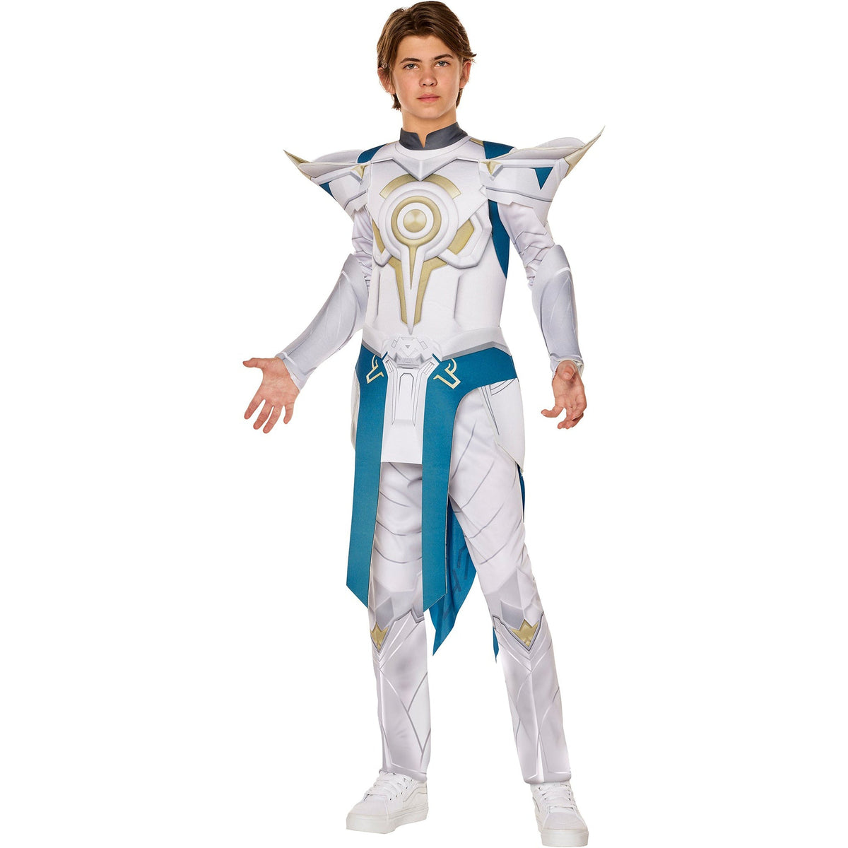 IN SPIRIT DESIGNS Costumes The Ageless Costume for Kids, Fortnite, White and Gold Jumpsuit