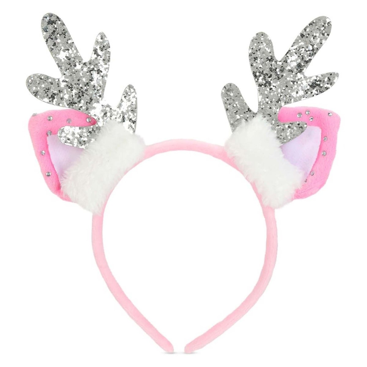 ISCREAM DIVISION Christmas Pink Sparkle Reindeer Headband for Kids 810122854814
