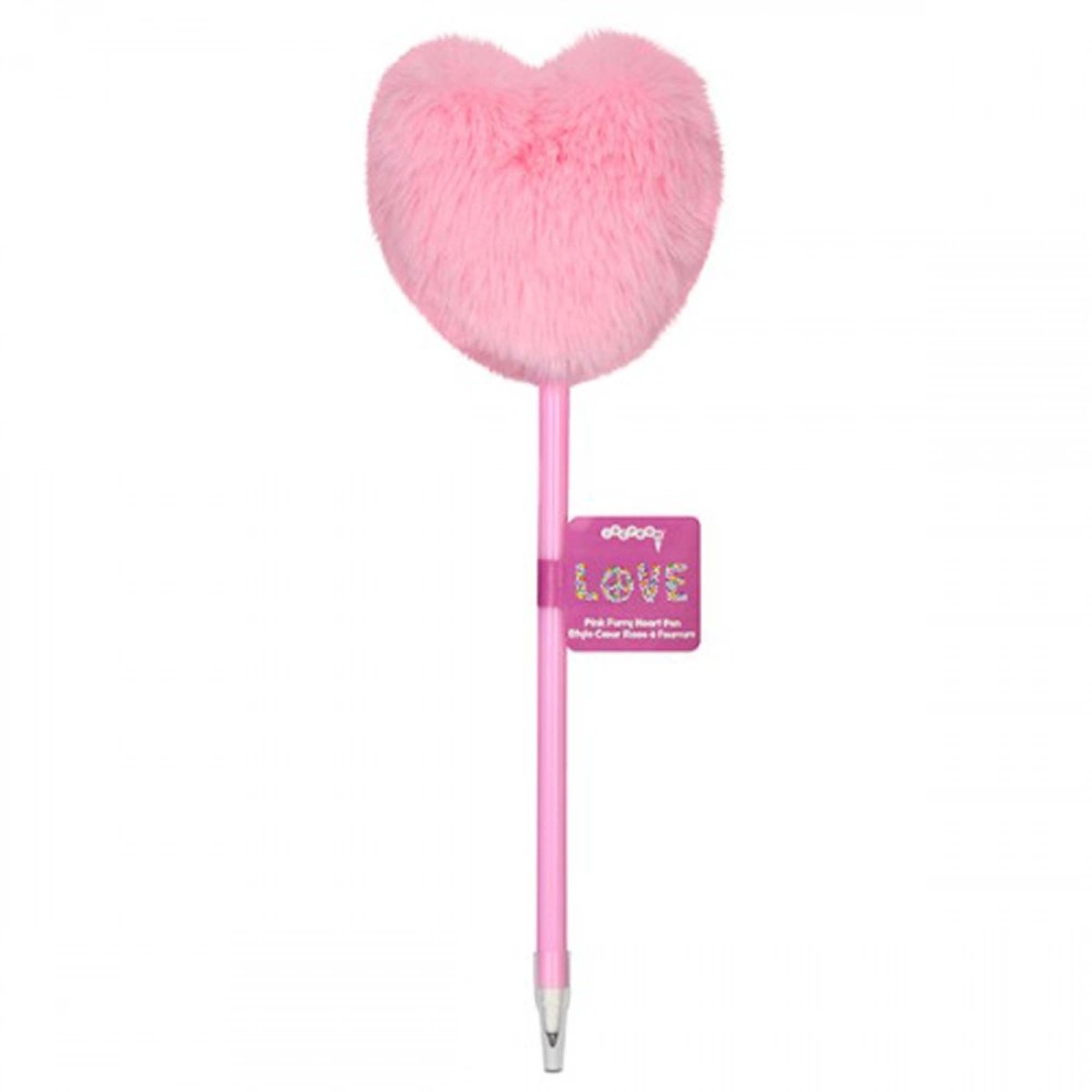 ISCREAM DIVISION Valentine's Day Pink Furry Heart Pen, 1 Count 810094229535