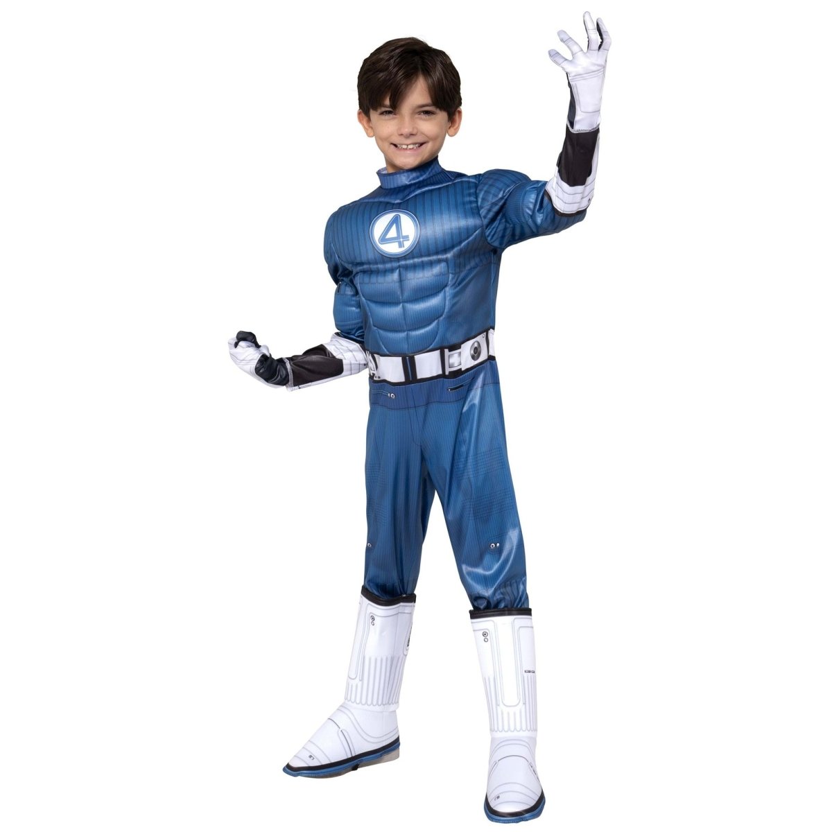 JAZWARES Costumes Mr. Fantastic Qualux Costume for Kids, Fantastic 4, Padded Jumpsuit