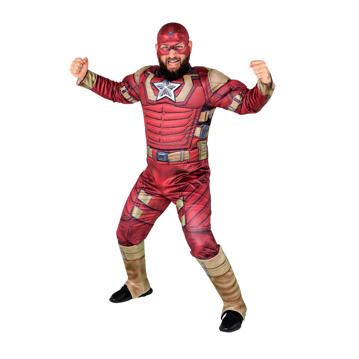 JAZWARES Costumes Red Guardian Qualux Costume for Adults, Marvel, Jumpsuit and Mask