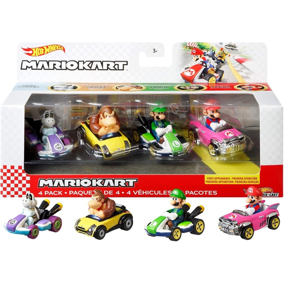 JOUET K.I.D. INC. Toys & Games Hot Wheels Mario Kart Vehicles, Assortment, 4 Count 194735101412