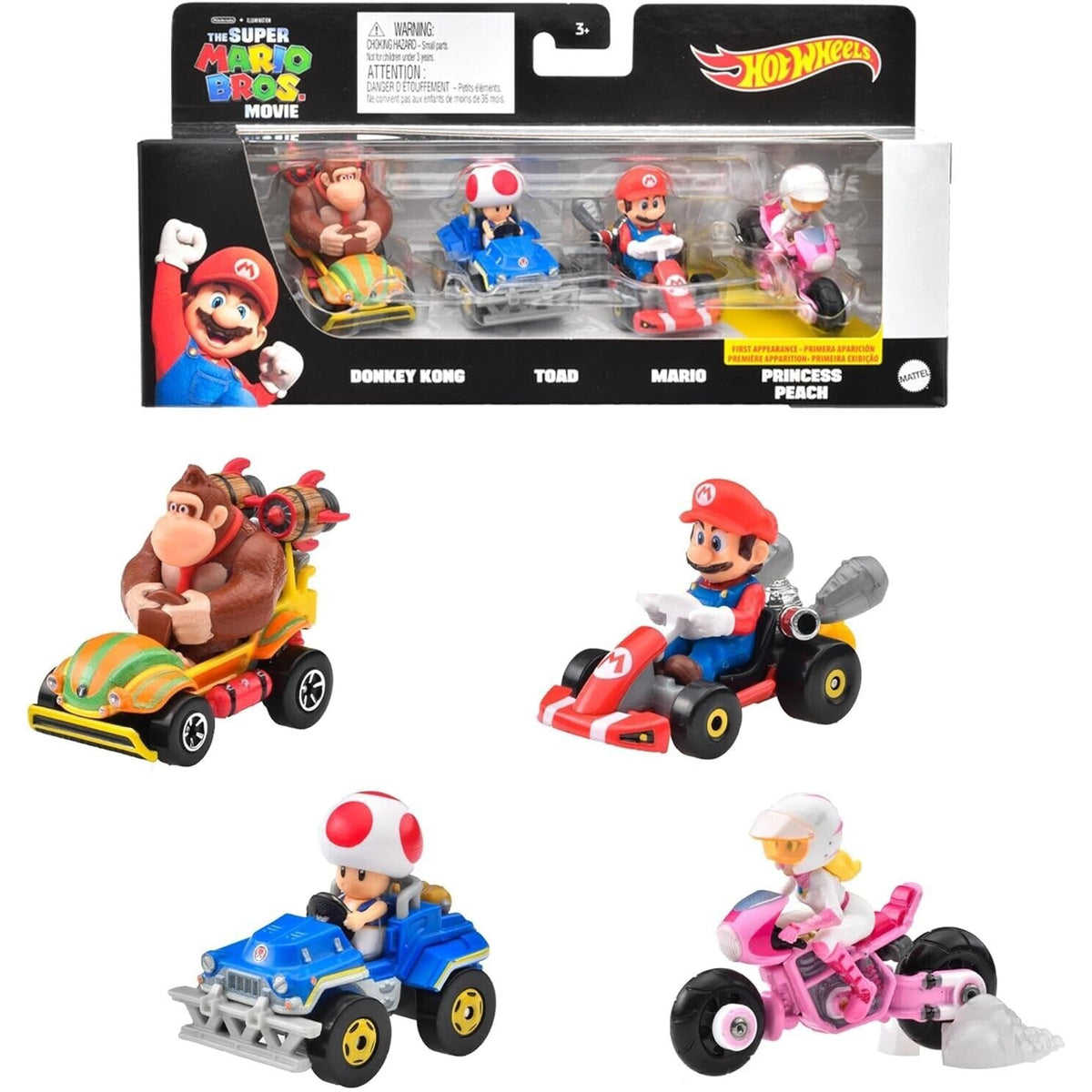 JOUET K.I.D. INC. Toys & Games Hot Wheels Mario Kart Vehicles, Assortment, 4 Count 194735101412