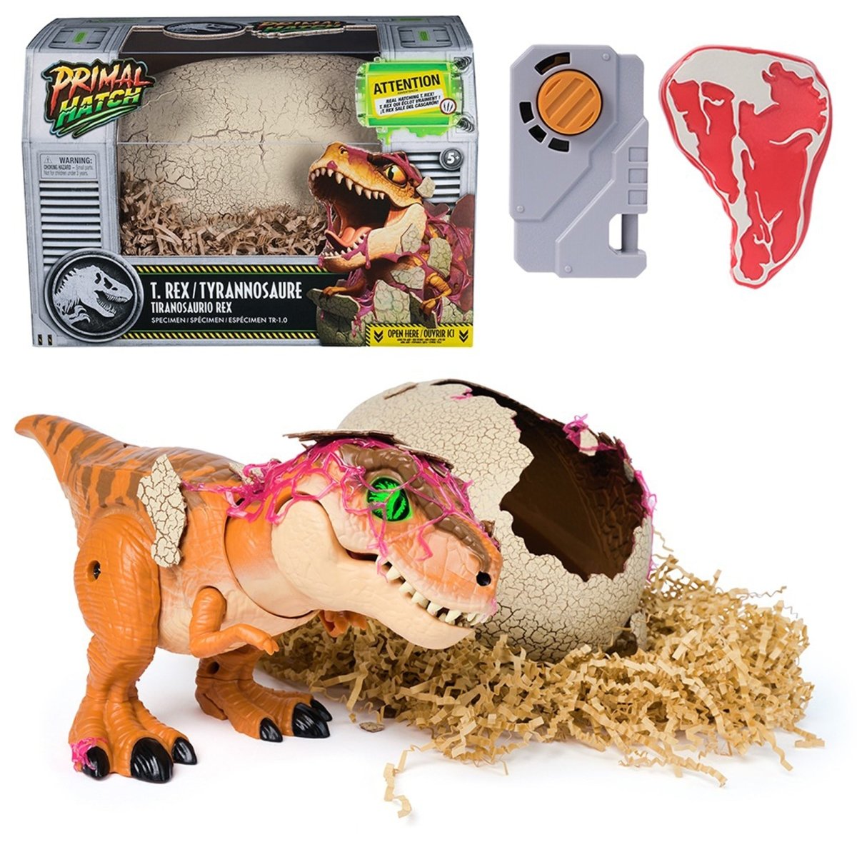 JOUET K.I.D. INC. Toys & Games Jurassic World Primal Hatch Interactive T-Rex with Sound, 1 Count 681147057821