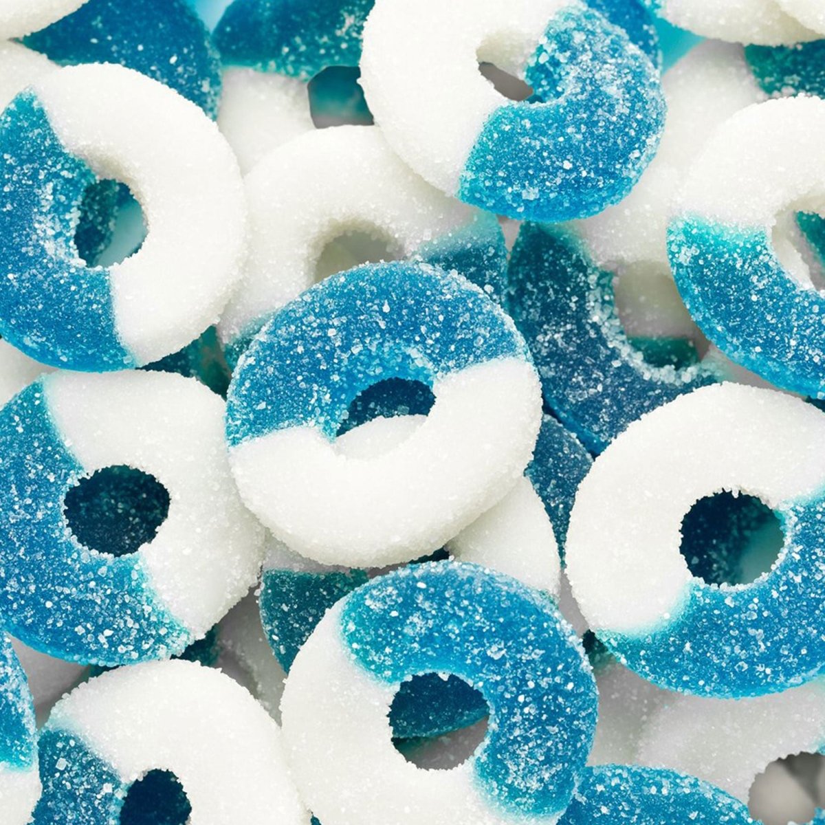 JUST CANDY Candy Bar Sour Blue Raspberry Gummy Rings, 12 Oz, 1 Count 715786629269