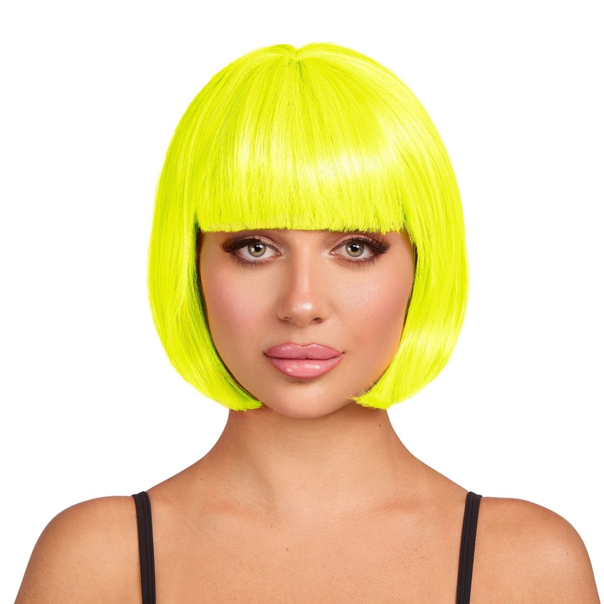 KAI YEE LIMITED Costume Accessories Neon Yellow Bob Wig for Adults 840482504074
