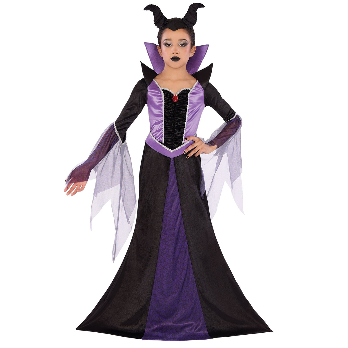 KAI YEE LIMITED Costumes Evil Queen Costume for Kids, Dress and Headband