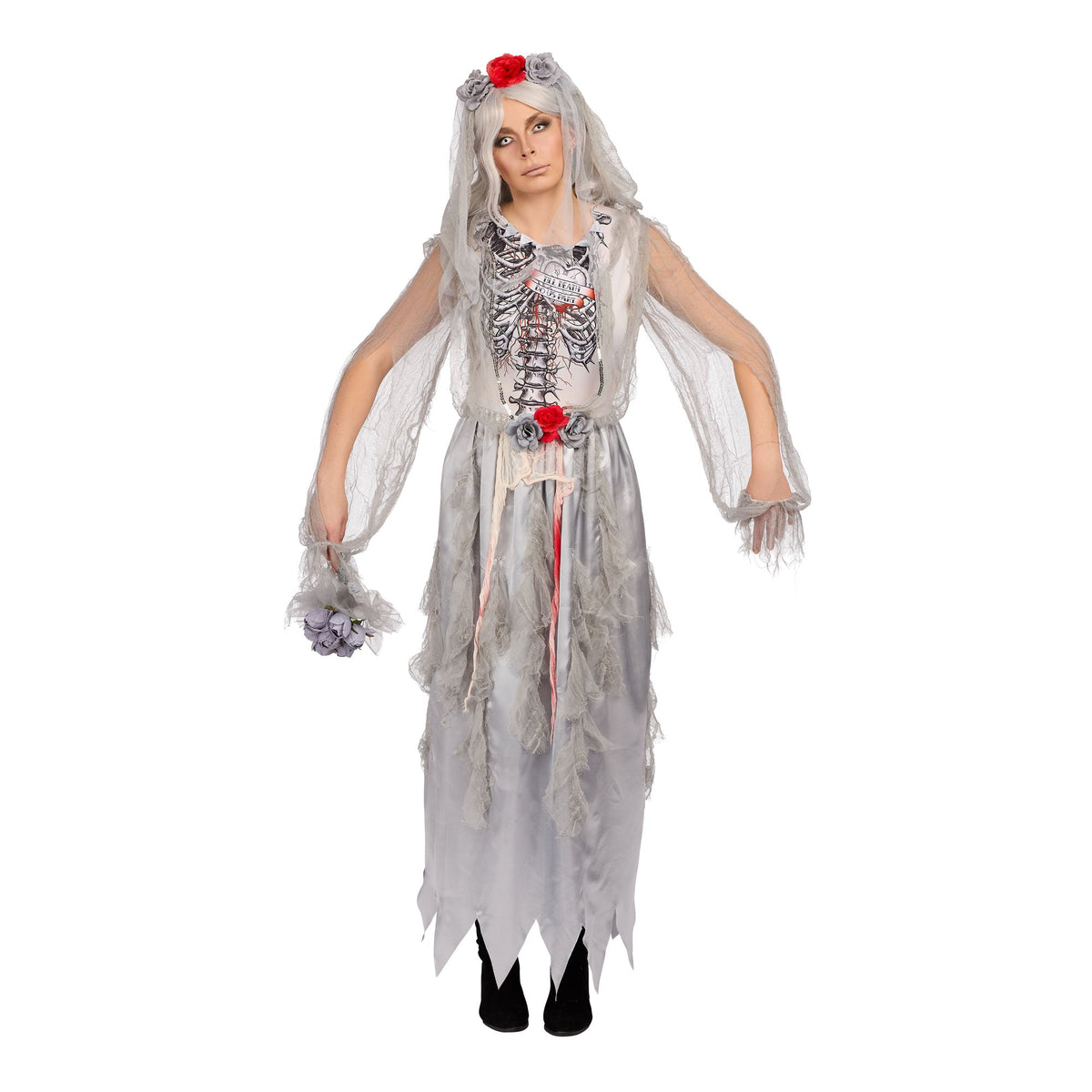 KAI YEE LIMITED Costumes Zombie Bride Costume for Adults, Grey Dress