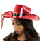KBW GLOBAL CORP Christmas Red Mirror Santa Cowboy Hat for Adults 831687062407
