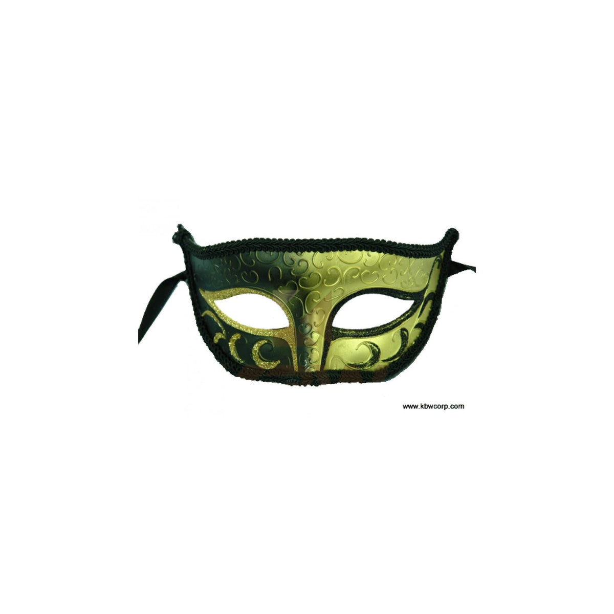 KBW GLOBAL CORP Costume Accessories Black and Gold Masquerade Mask, 1 Count 831687021299
