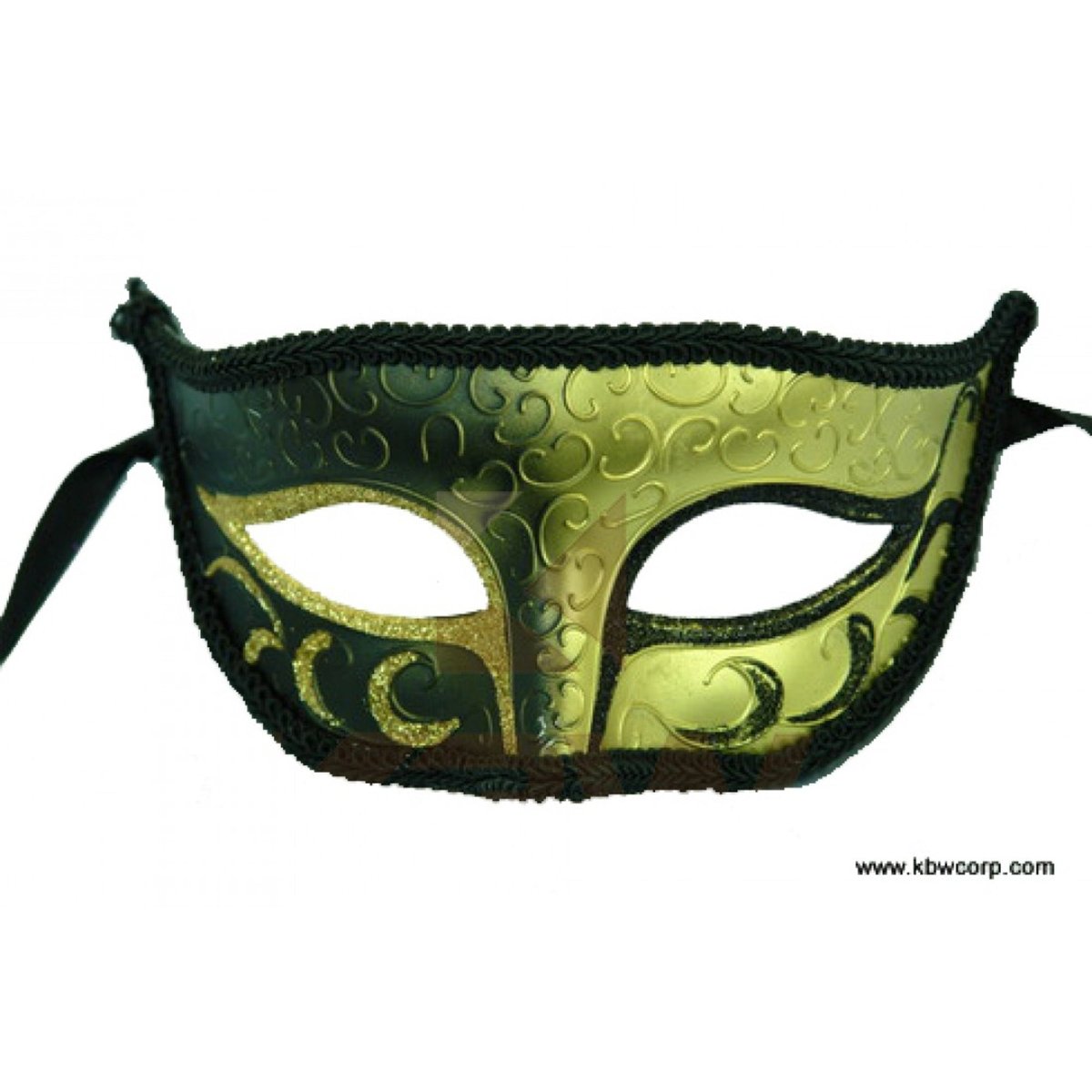 KBW GLOBAL CORP Costume Accessories Black and Gold Masquerade Mask, 1 Count 831687021299