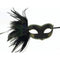 KBW GLOBAL CORP Costume Accessories Black and Gold Venetian Mask with Side Feather, 1 Count 831687017162