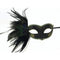 KBW GLOBAL CORP Costume Accessories Black and Gold Venetian Mask with Side Feather, 1 Count 831687017162