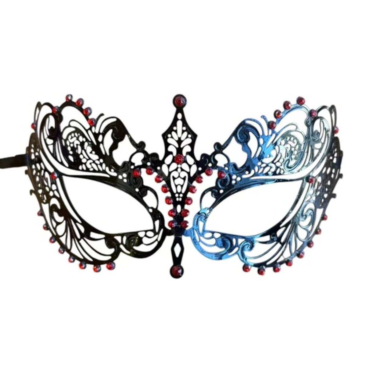 KBW GLOBAL CORP Costume Accessories Black and Red, Metal Masquerade Mask, 1 Count 831687331435