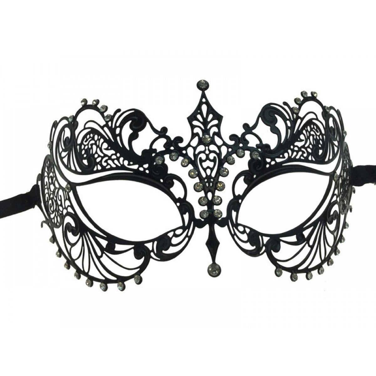 KBW GLOBAL CORP Costume Accessories Black Metal Venetian Mask with Rhinestones, 1 Count 831687010743
