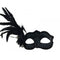 KBW GLOBAL CORP Costume Accessories Black Venetian Mask with Side Feathers, 1 Count
