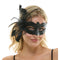 KBW GLOBAL CORP Costume Accessories Black Venetian Mask with Side Feathers, 1 Count 831687064197