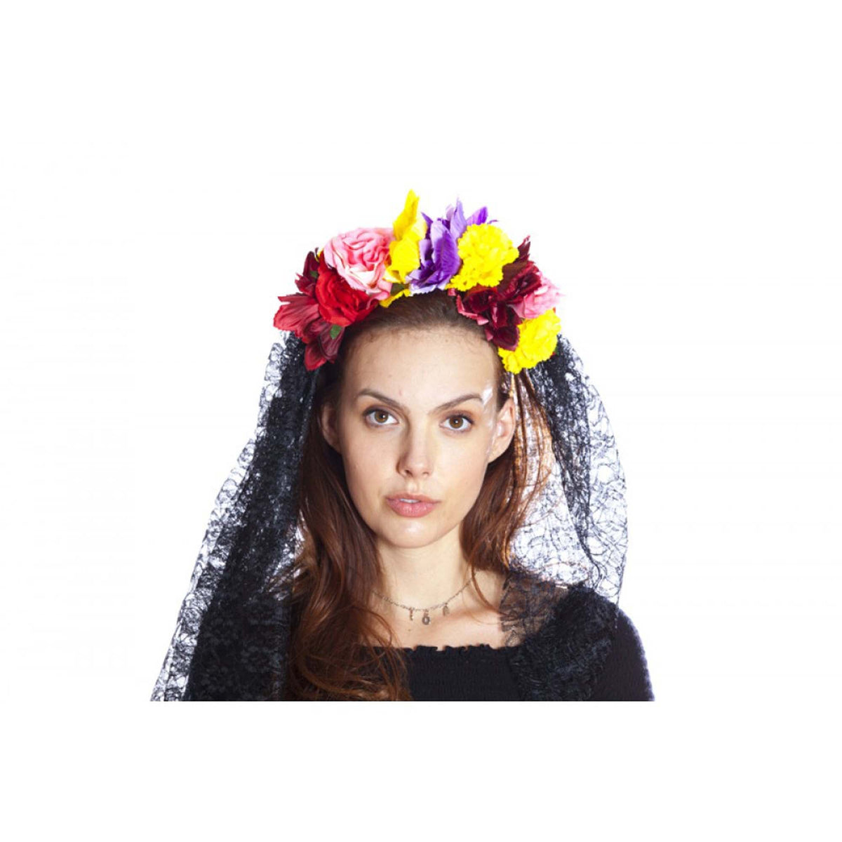KBW GLOBAL CORP Costume Accessories Day of the Dead Headband with Veil for Adults