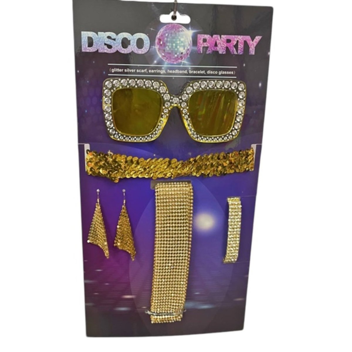 KBW GLOBAL CORP Costume Accessories Gold Disco Accessory Kit for Adults 831687068737