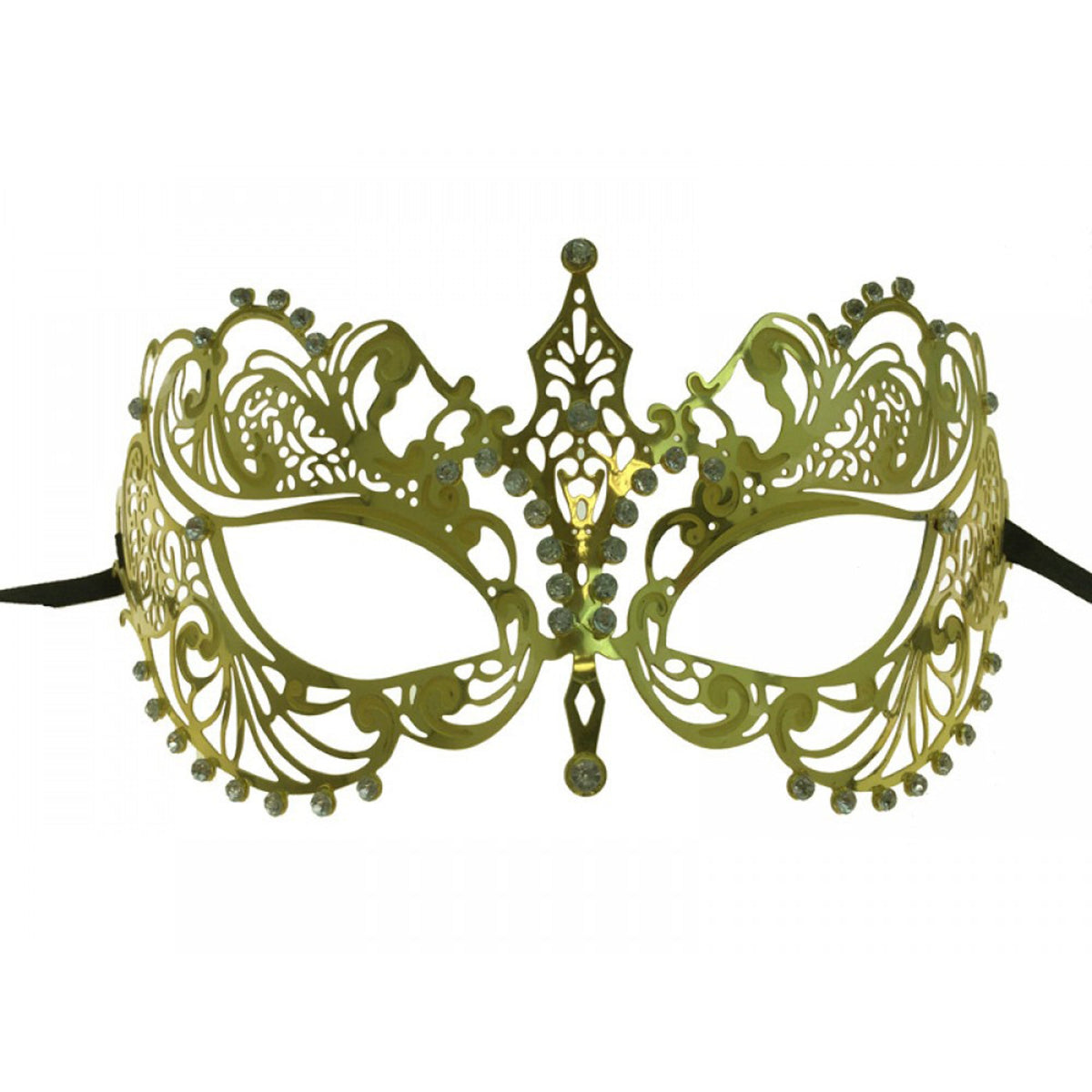 KBW GLOBAL CORP Costume Accessories Gold Metal Venetian Mask with Rhinestones, 1 Count 831687010750