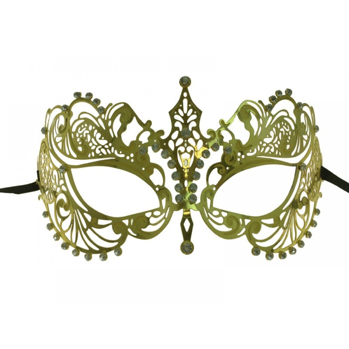 KBW GLOBAL CORP Costume Accessories Gold Metal Venetian Mask with Rhinestones, 1 Count 831687010750
