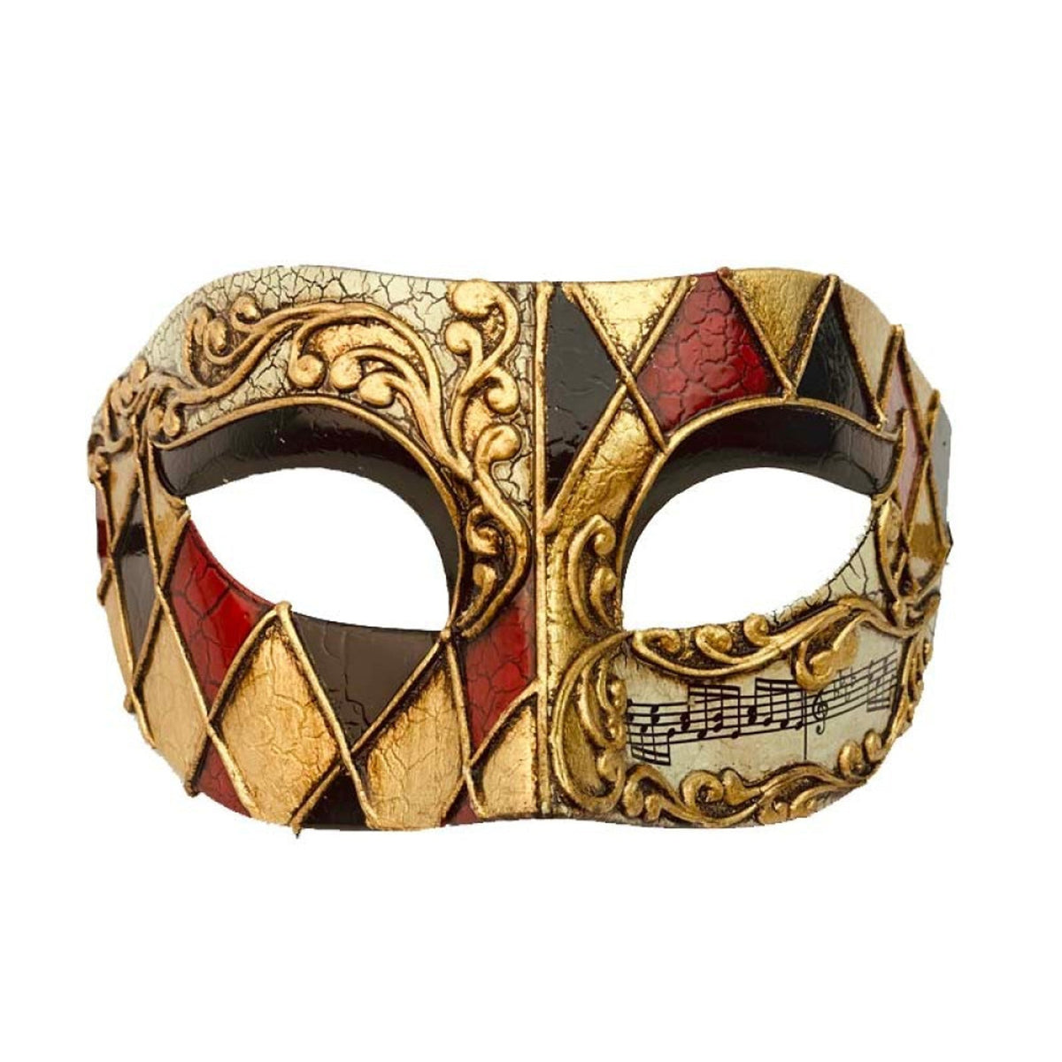 KBW GLOBAL CORP Costume Accessories Gold Venetian Mask with Music Notes, 1 Count 831687029998