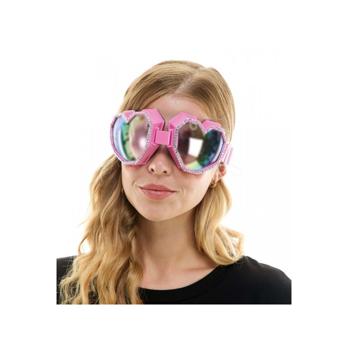 KBW GLOBAL CORP Costume Accessories Pink Rhinestone Heart Shaped Glasses for Adults