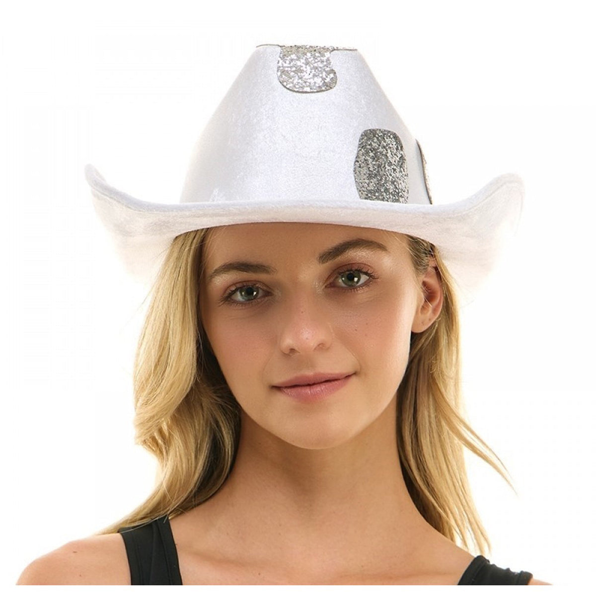 KBW GLOBAL CORP Costume Accessories Silver Cowprint Cowboy Hat for Adults