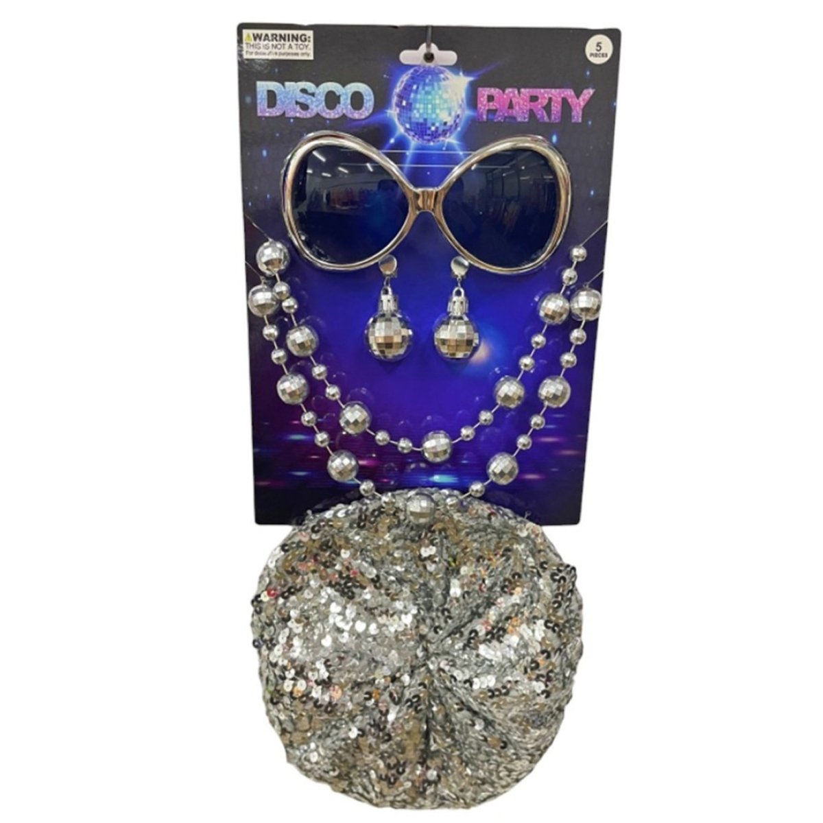 KBW GLOBAL CORP Costume Accessories Silver Disco Accessory Kit for Adults 831687068713