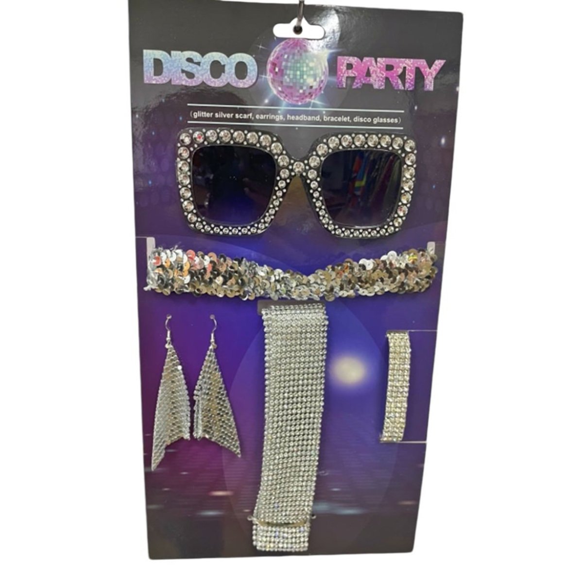 KBW GLOBAL CORP Costume Accessories Silver Party Disco Accessory Kit for Adults 831687068744