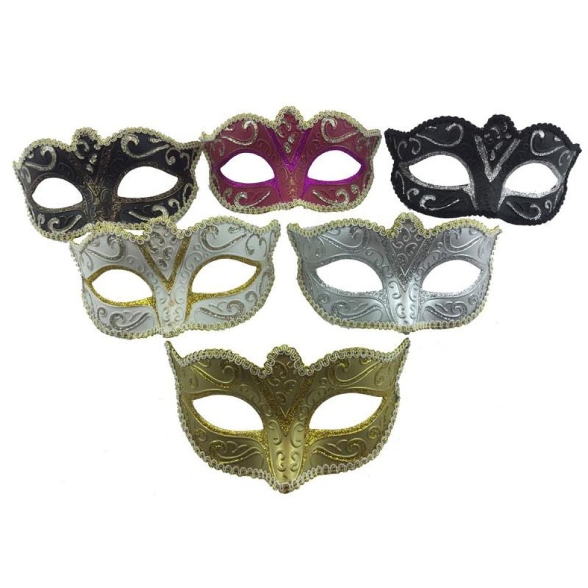 KBW GLOBAL CORP Costume Accessories Two Tone Venetian Mask, Assortment, 1 Count 831687007125