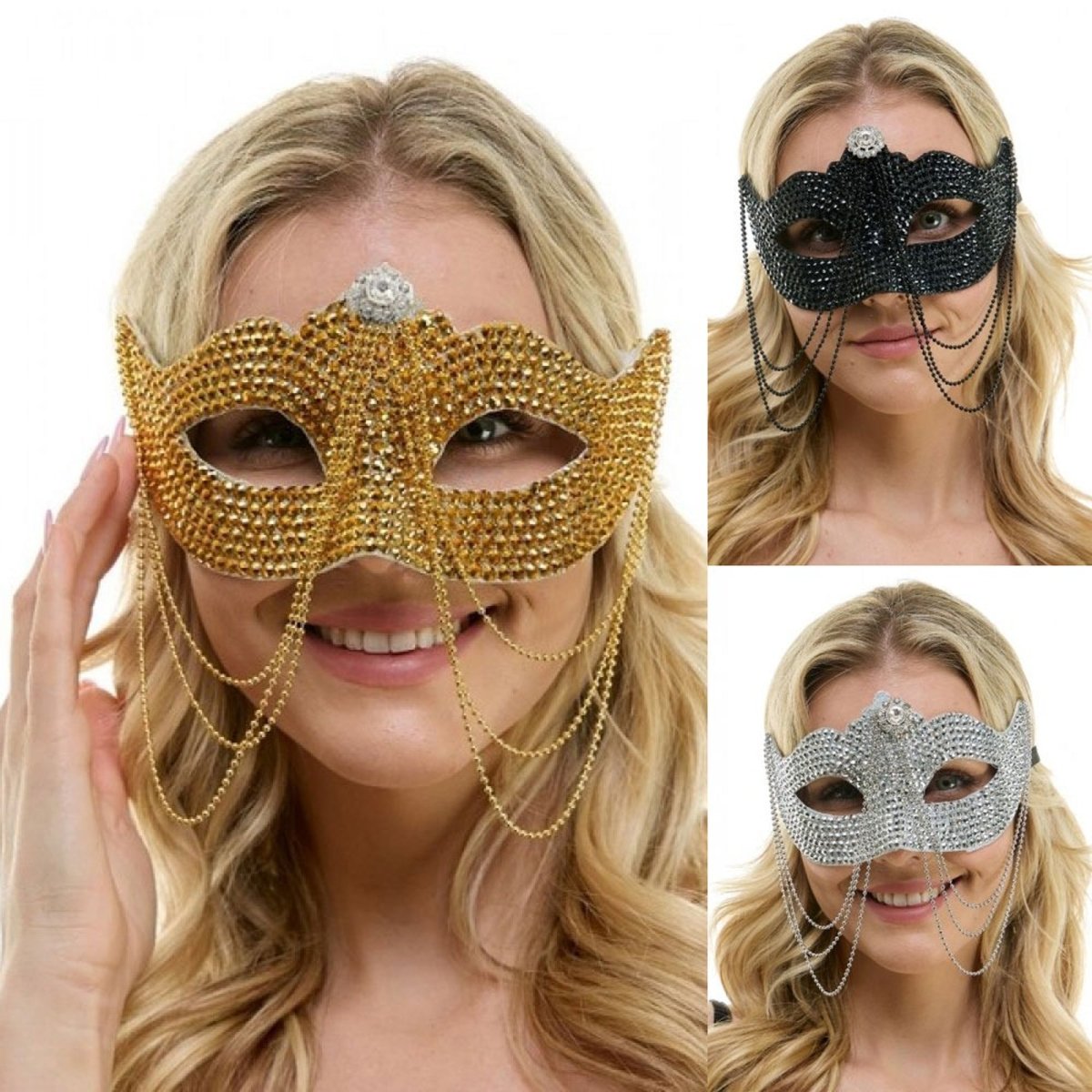 KBW GLOBAL CORP Costume Accessories Venetian Mask with Chain, Assortment, 1 Count UPCMB0024208
