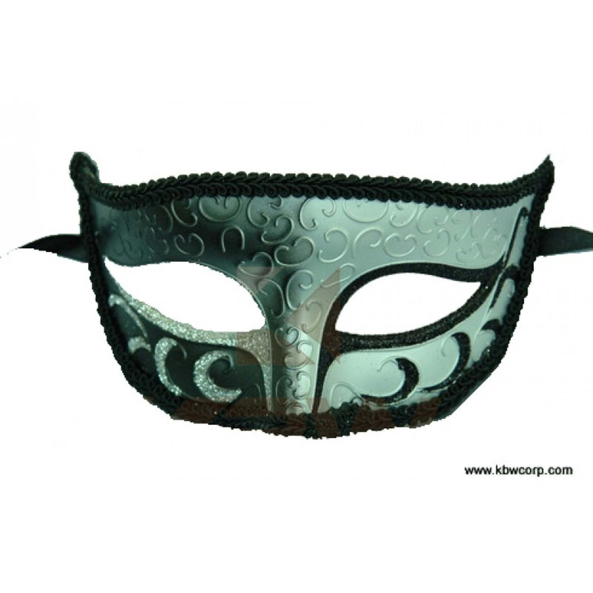 KBW GLOBAL CORP Costume Accessories Venitian Mask Black and Silver, 1 count 831687021305